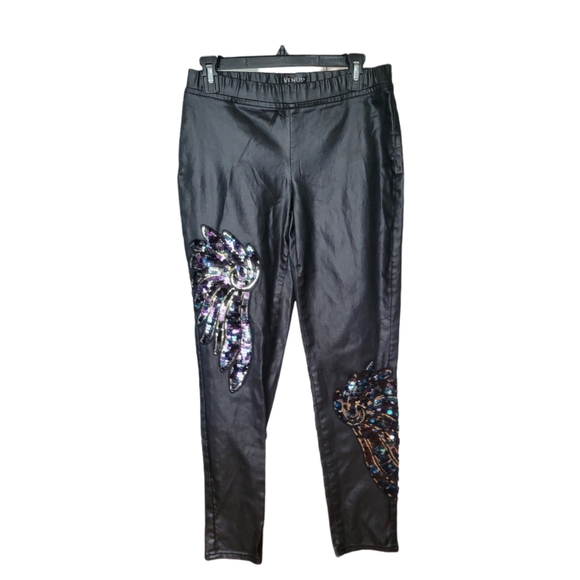 Venus Faux Leather Sequin Embellished Pants - Picture 2 of 9